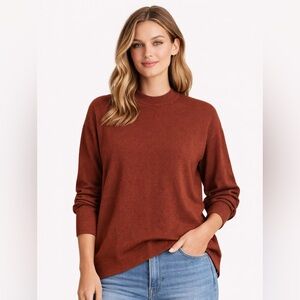 Zara Women’s Rust Wool Blend Mock Neck Sweater Medium Minimalist Knit
